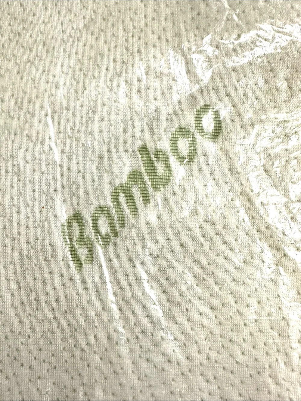 BAMBOO White Memory Foam Contour Pillow with Light Green Bamboo Print